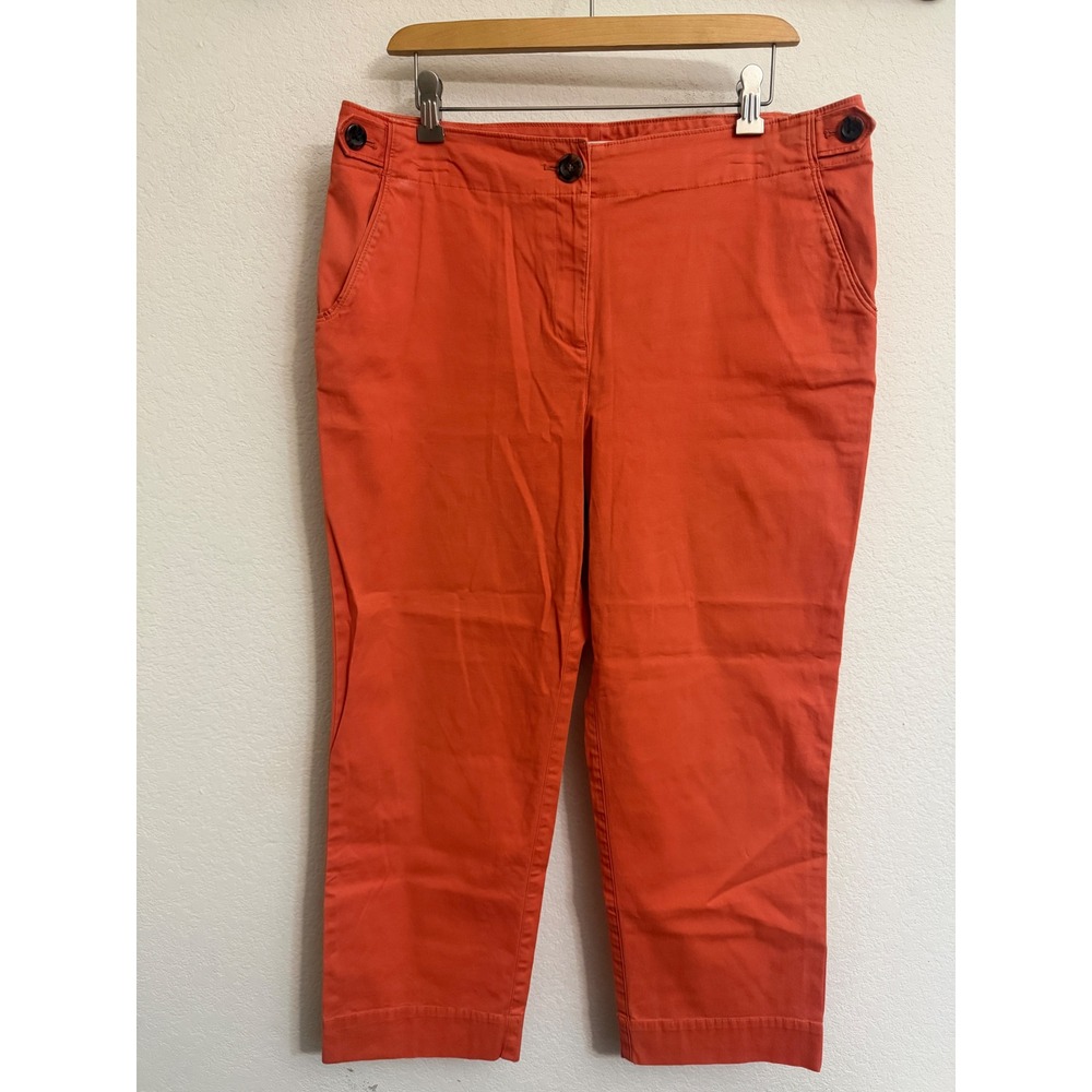 Talbots Chino Pants 12 Orange Straight Leg Cropped Stretch Trousers Mid Rise